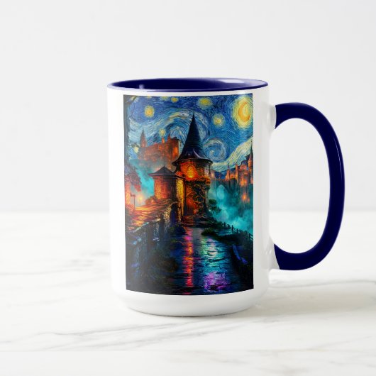 Mug Starry Night Fantasy Fortress Magical Art (Droite)