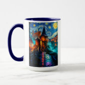 Mug Starry Night Fantasy Fortress Magical Art (Gauche)