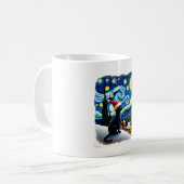 Mug Starry Night Festive Christmas Black Cat Santa Hat (Devant gauche)