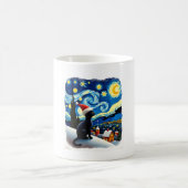 Mug Starry Night Festive Christmas Black Cat Santa Hat (Centre)