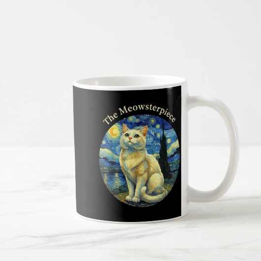 Mug Starry Night Funny Cat The Meowsterece Van Gogh Hu (Droite)