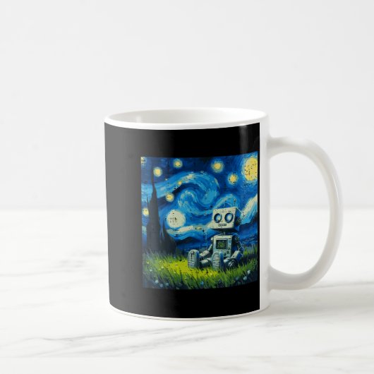 Mug Starry Night Robot Funny Painting Art Meme Kids Me (Droite)