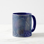 Mug Stars célestes Nom Monogramme Aquarelle bleue (Devant droit)