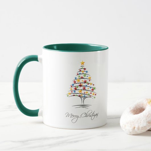 Mug Stars Green Tree Joyeux Noël (Avec donut)