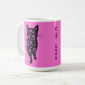 Mug Stars roses et Typographie de chats noirs (Devant gauche)