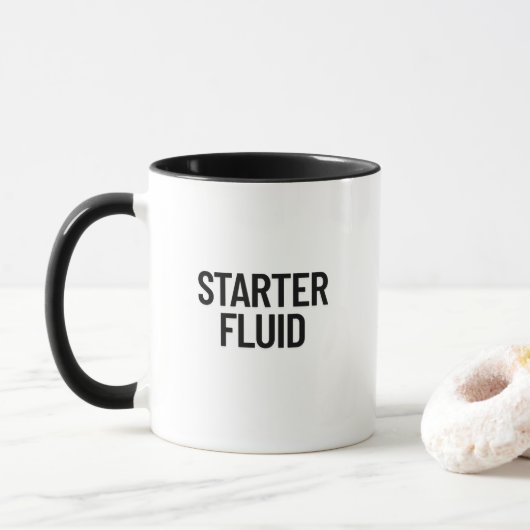 Mug STARTER FLUID Fun Moderne Tendance Typographie Cit (Avec donut)