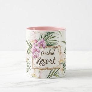 Mug Station de fleurs d'orchidées tropicales blanches 