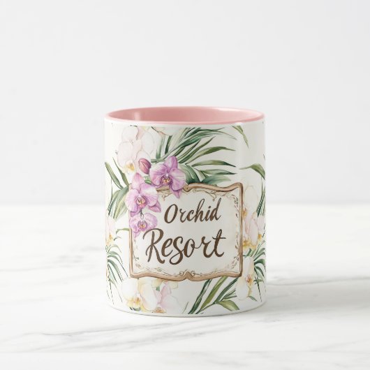 Mug Station de fleurs d'orchidées tropicales blanches  (Centre)