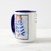 Mug Statistique de naissance de bébé garçon bleu marin (Devant gauche)