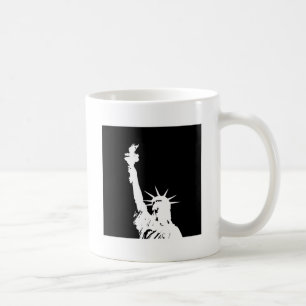 Mug Statue d'Art Pop Noir & Blanc de Liberty Silhouett