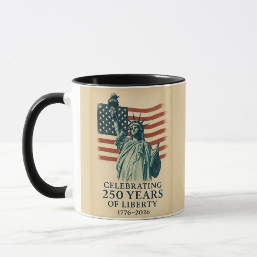 Mug Statue de la Liberté 250e anniversaire sur drapeau (Gauche)