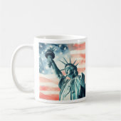 Mug Statue de la Liberté à l'aquarelle avec drapeau am (Gauche)