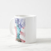 Mug Statue de la Liberté avec aquarelle drapeau (Devant gauche)