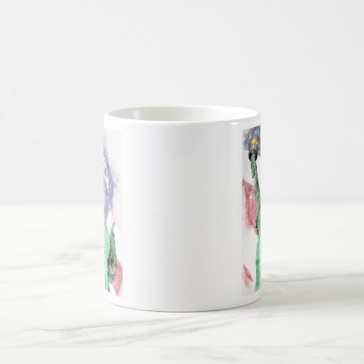 Mug Statue de la Liberté closeup avec drapeau aquarell (Centre)