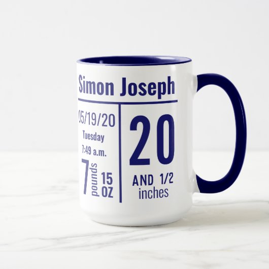 Mug Statue de naissance de bébé garçon bleu minuit Pho (Droite)