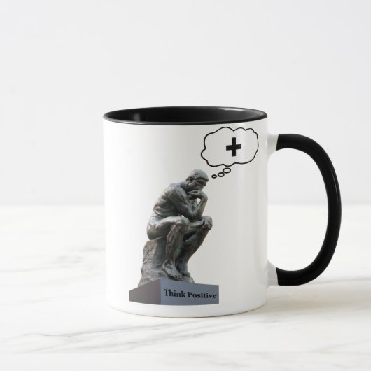 Mug Statue du Penseur de Rodin - Pensez Positif (Droite)