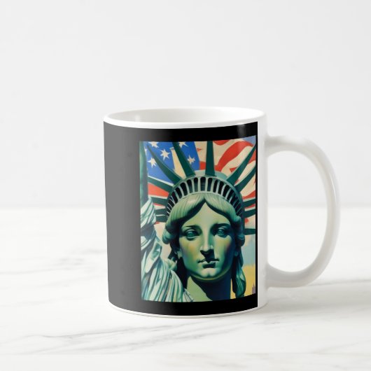 Mug Statue Of Liberty American Flag Art New York T Shi (Droite)