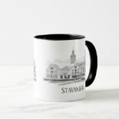 Mug Stavanger Norvège Beau Streetscape Dessin (Devant droit)