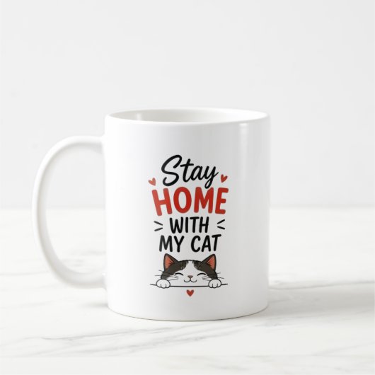 Mug Stay Home With My Cat Cozy Introvert Cat Lover  (Gauche)