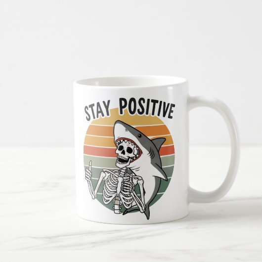 Mug Stay Positive Skeleton Shark Sunset (Droite)