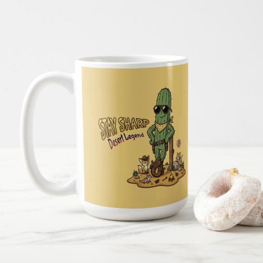 Mug Stay Sharp Desert Legend Cowboy Cactus Illustratio (Avec donut)
