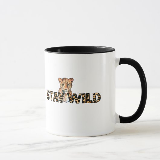 Mug Stay Wild - Empreinte de léopard avec Cheetah Head (Droite)