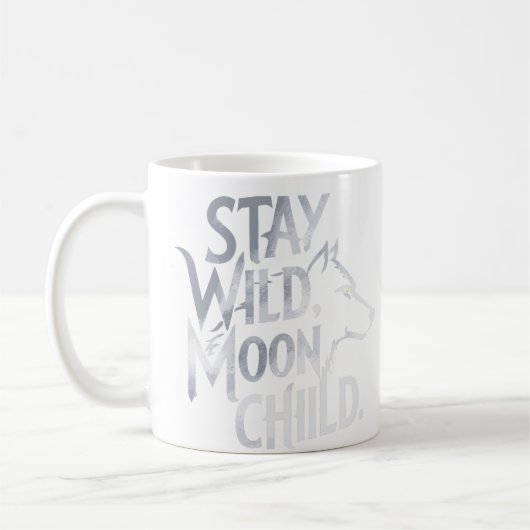 Mug "Stay Wild, Lune Child" Wolf Typographie Design (Gauche)