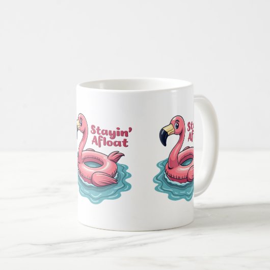 Mug Stayin’ En Mer Funny Flamant rose Pool Flottant Re (Devant droit)