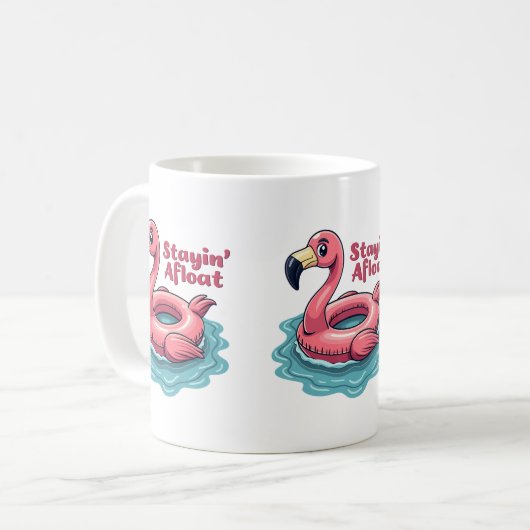 Mug Stayin’ En Mer Funny Flamant rose Pool Flottant Re (Devant gauche)