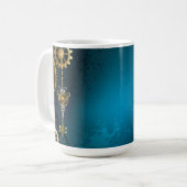 Mug Steampunk Arrière - plan turquoise avec Gears (Devant gauche)