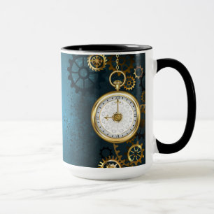 Mug Steampunk Arrière - plan turquoise avec Gears