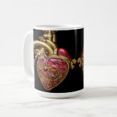 Mug Steampunk Coeur Anatomique rubis et engrenages (Devant gauche)