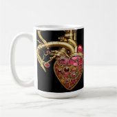 Mug Steampunk Coeur Anatomique rubis et engrenages (Gauche)