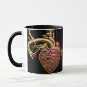 Mug Steampunk Coeur Anatomique rubis et engrenages (Gauche)
