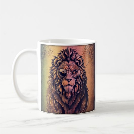 Mug Steampunk Couleur Gradient Lion Rustique (Gauche)