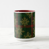 Mug Steampunk Flocon de neige Rouge et vert Tartan (Centre)