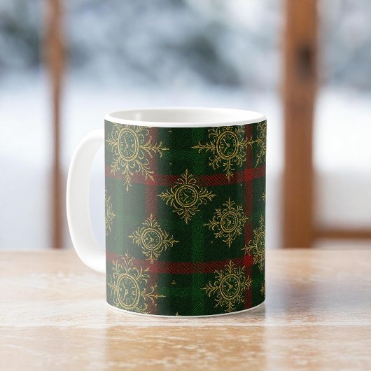 Mug Steampunk Flocon de neige Rouge et vert Tartan