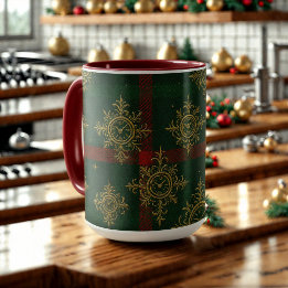 Mug Steampunk Flocon de neige Rouge et vert Tartan