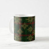 Mug Steampunk Flocon de neige Rouge et vert Tartan (Devant gauche)