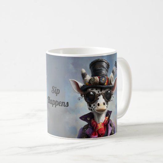 Mug Steampunk Giraffe Personnalisable Cup Sip Happens (Devant droit)