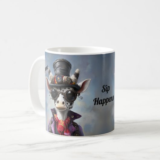 Mug Steampunk Giraffe Personnalisable Cup Sip Happens (Devant gauche)
