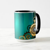 Mug Steampunk Jewelry Watch on a Green Background (Devant droit)