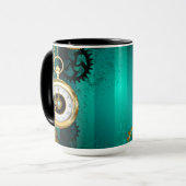 Mug Steampunk Jewelry Watch on a Green Background (Devant gauche)