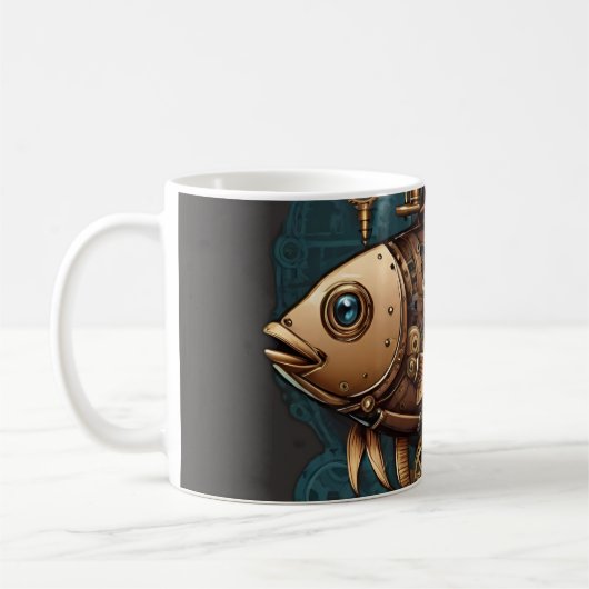 Mug Steampunk Poisson Vintage style rétro (Gauche)