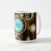 Mug Steampunk Rusty Background with Turquoise Lenses (Devant droit)