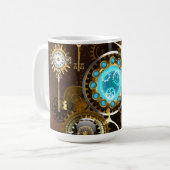 Mug Steampunk Rusty Background with Turquoise Lenses (Devant gauche)