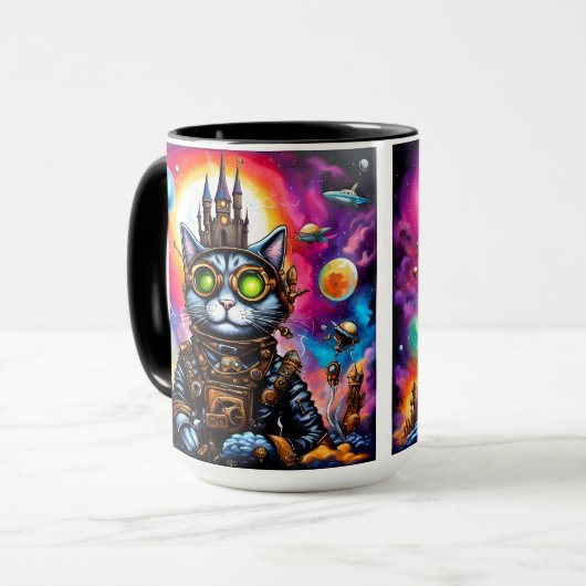 Mug Steampunk Space Chat I (Devant gauche)