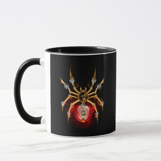 Mug Steampunk spider on black (Gauche)