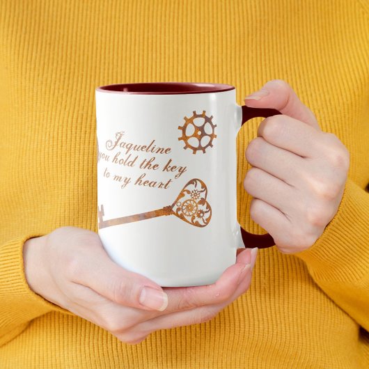 Mug Steampunk Valentine Rousty Gears Clé de coeur et s