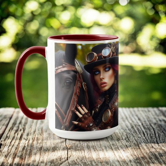 Mug Steampunk Victorian Lady Dark Rider